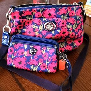 Coach poppy handbag with wallet